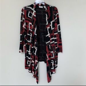 Chico's Travelers Black and Red Patterned Jacket